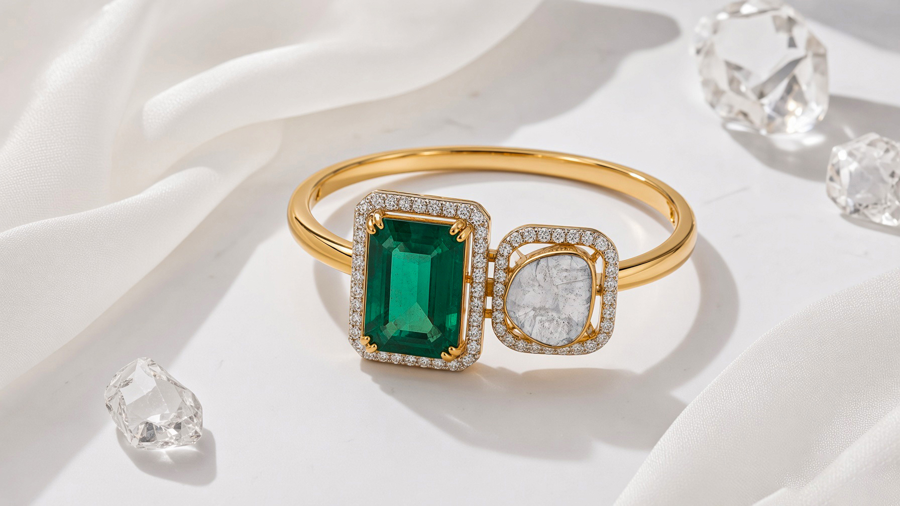 Duet Emerald & Rose-Cut Cuff