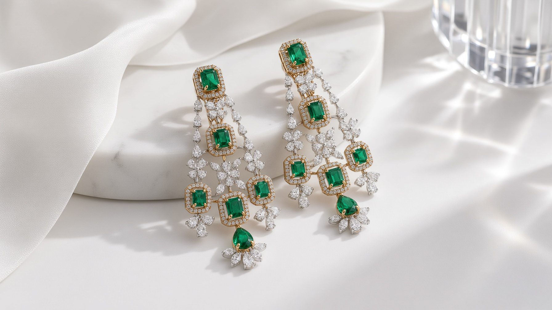 Malika Emerald Chandelier Earrings