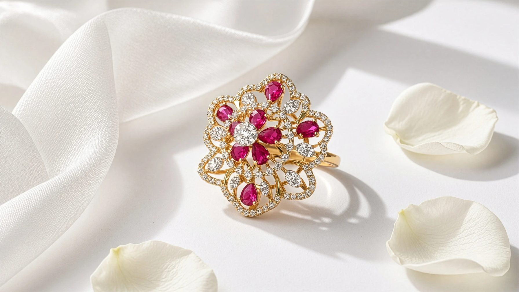 Gulnar Ruby Floral Ring