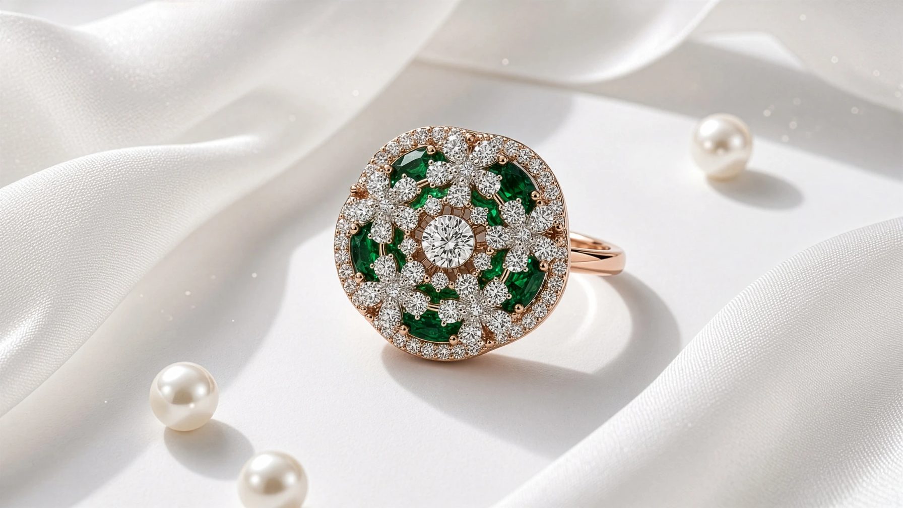 Kamal Emerald Floral Ring