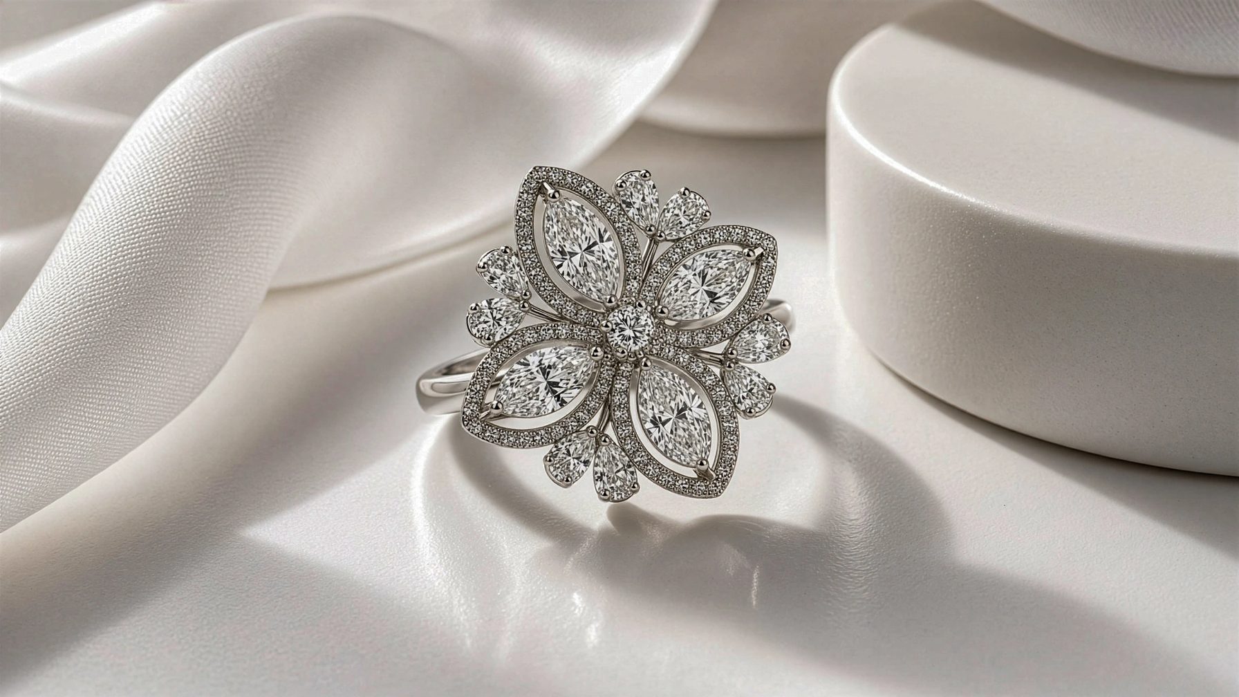 Mogra Diamond Floral Ring