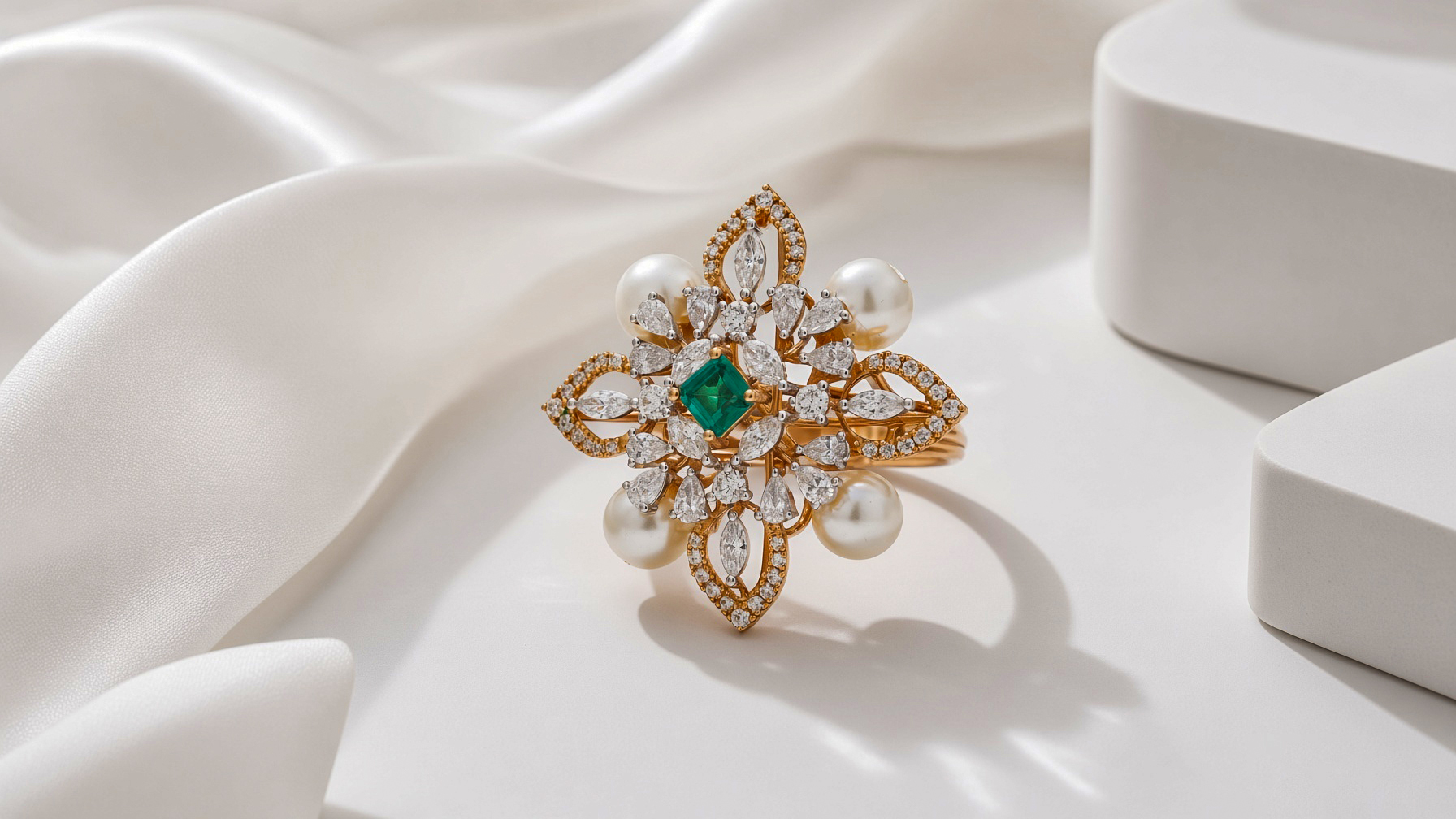 Nalini Emerald Pearl Ring
