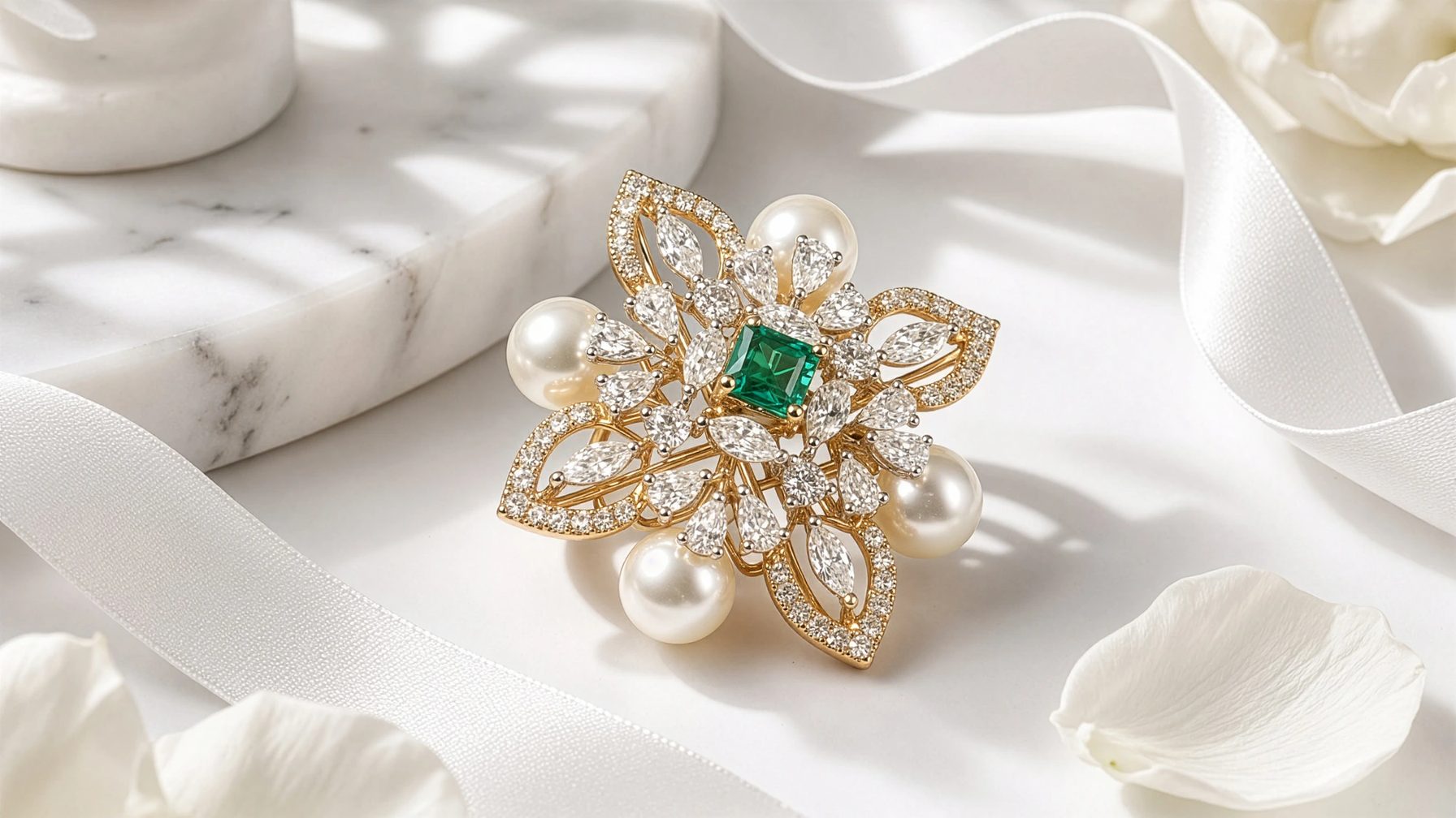 Shabnam Emerald & Pearl Ring