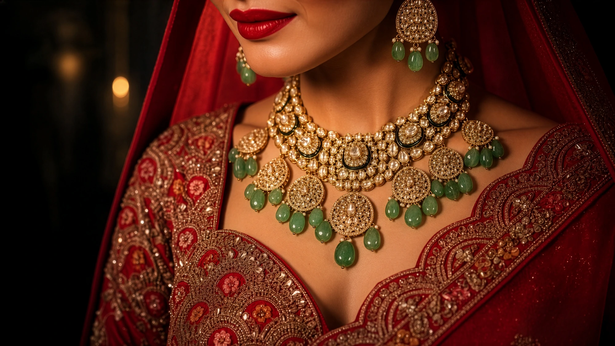Jahanara Emerald Polki Set