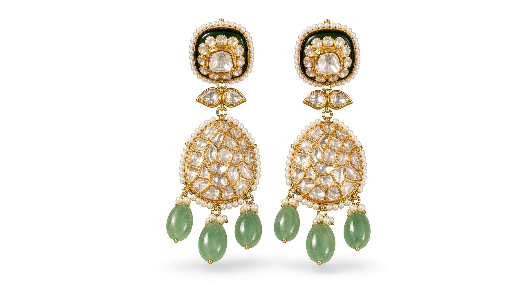 Jahanara Emerald Polki Set view 3