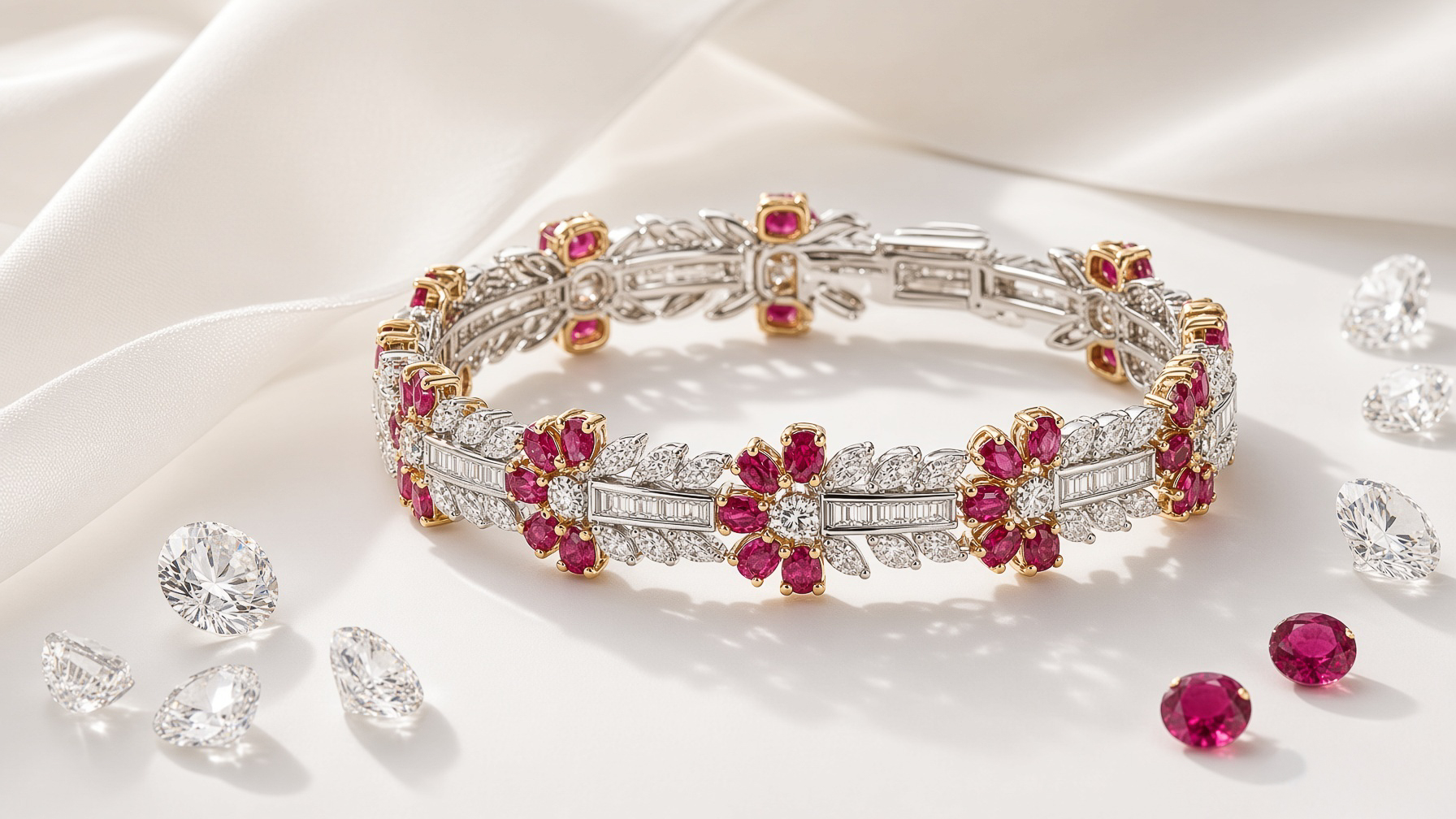 Gulbahar Ruby Floral Bracelet